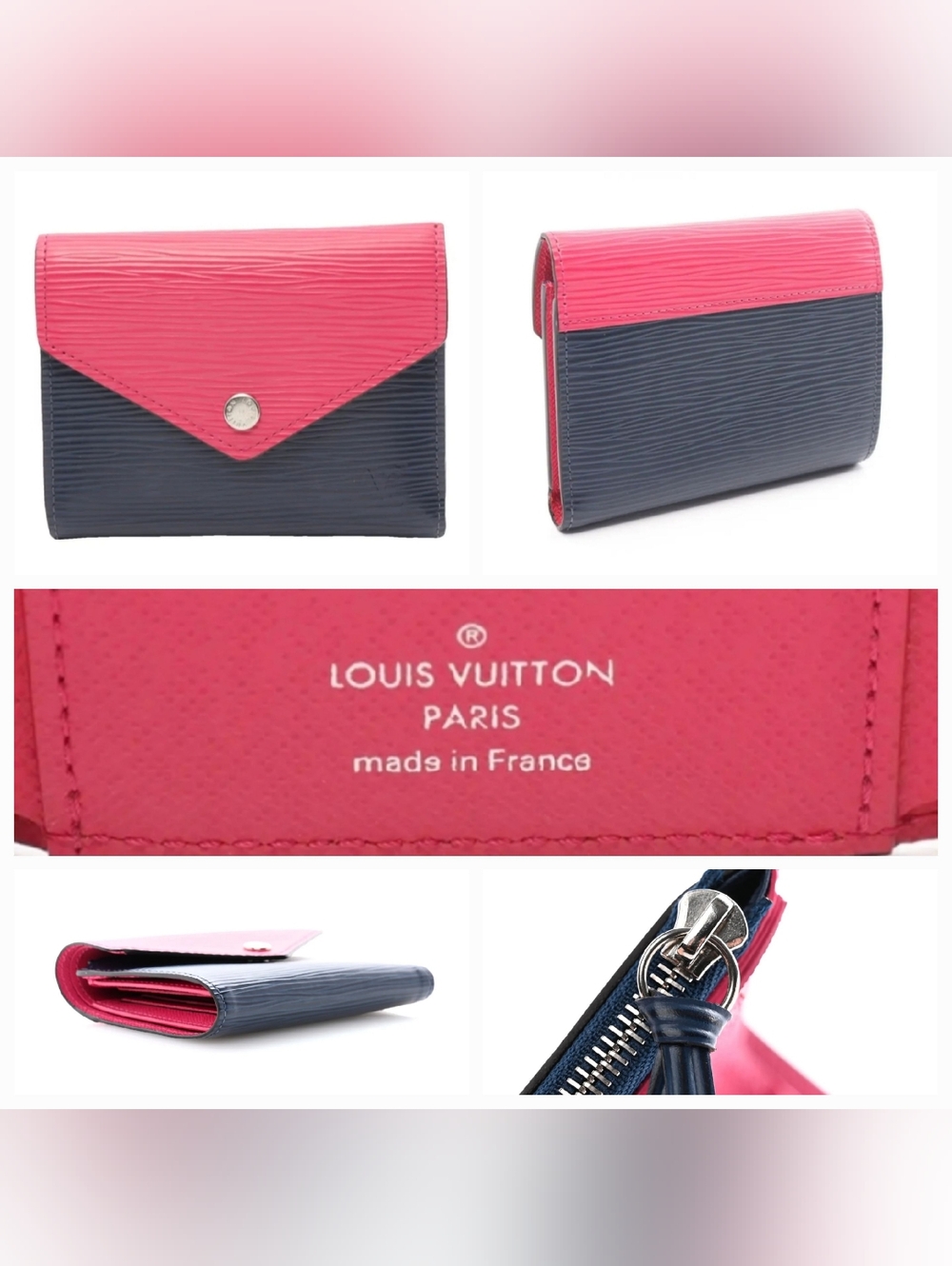Louis Vuitton Epi Compact Victorine Wallet in Indigo / Hot Pink ... Excellent - Picture 2 of 13